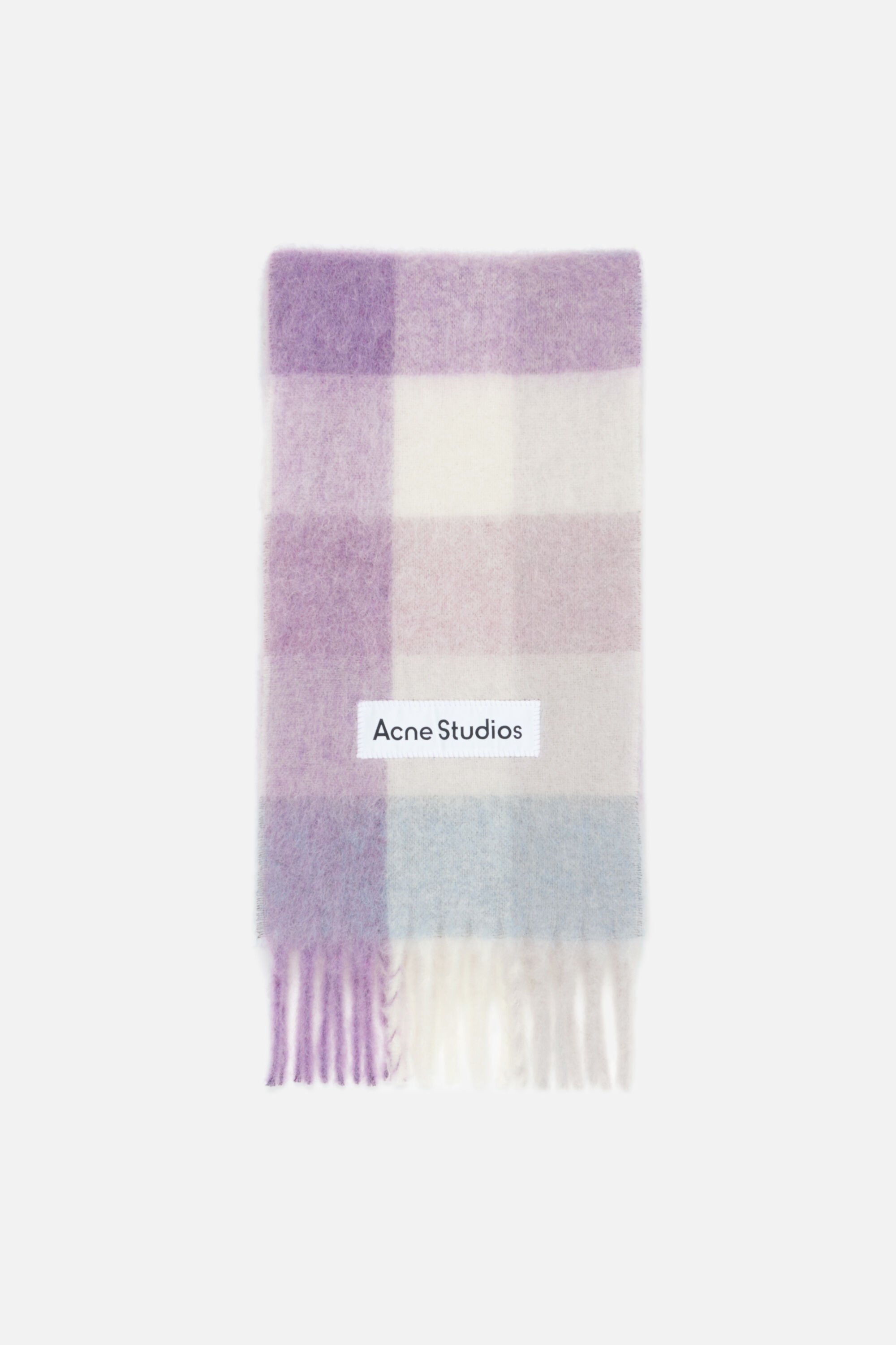 Acne Studios - Mohair checked scarf - Lilac/white