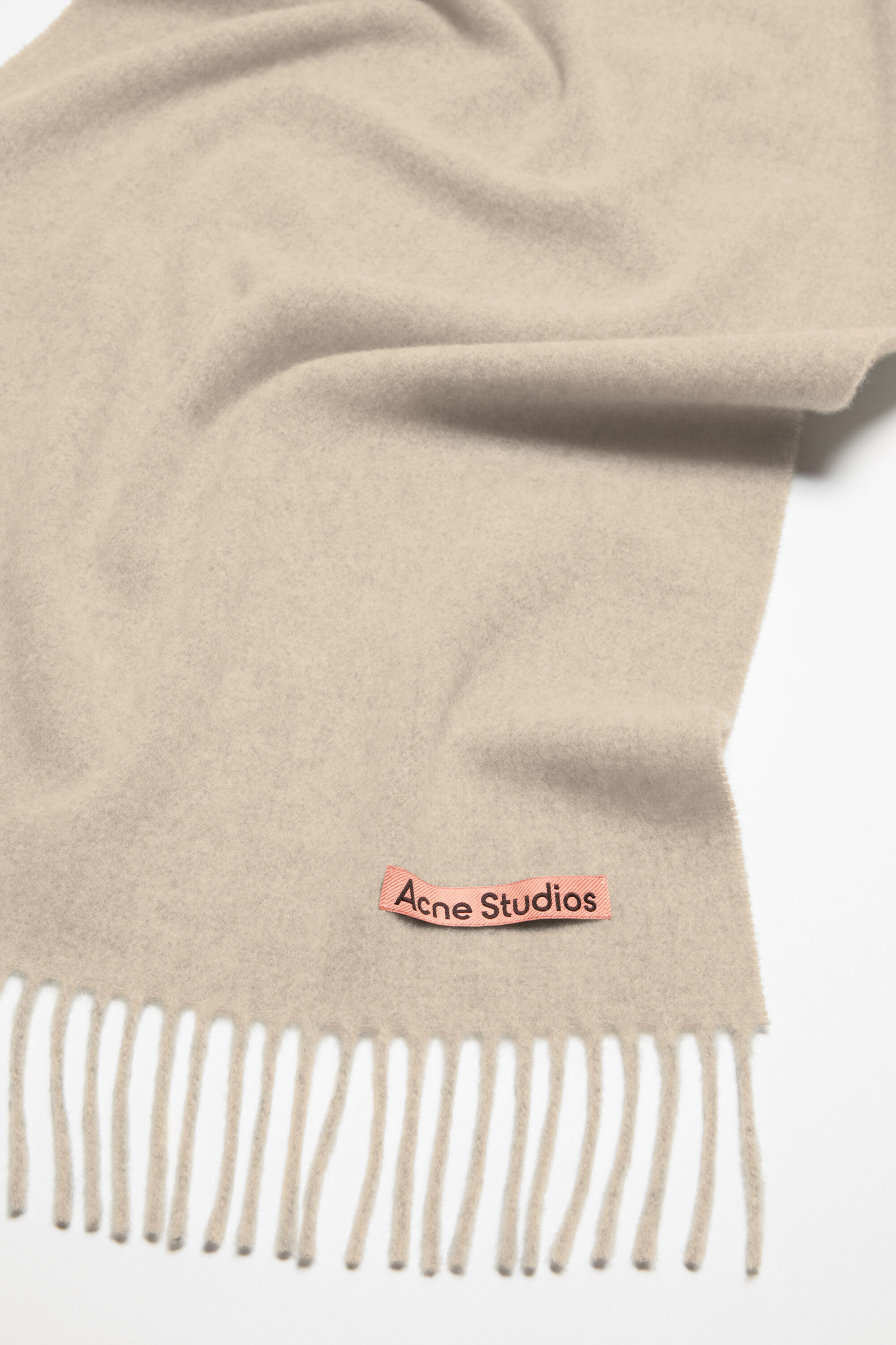 Acne Studios - フリンジウールスカーフ - ナロー - オートミールメランジ