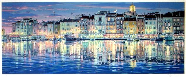 真作】笹倉鉄平サントロペ 36×90cm 額64×118cm Amazon.co.jp: 真