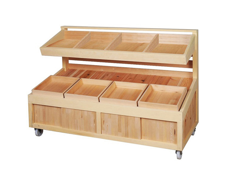 2個セット】かいだんシェルフ／木製ディスプレイ棚 什器にも◎ 2個