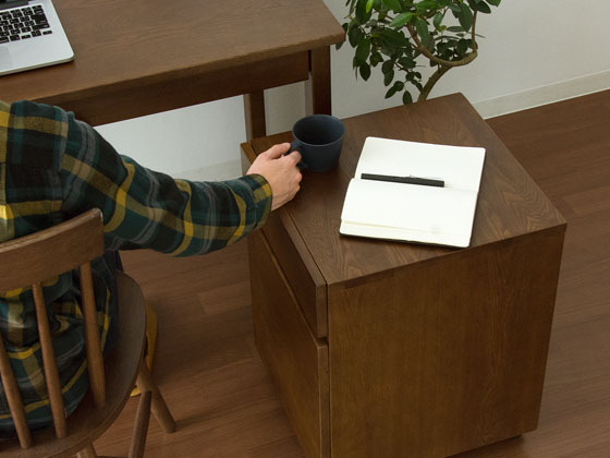 タモ無垢材 (LIBREシリーズ)デスクワゴン | 家具・インテリア通販