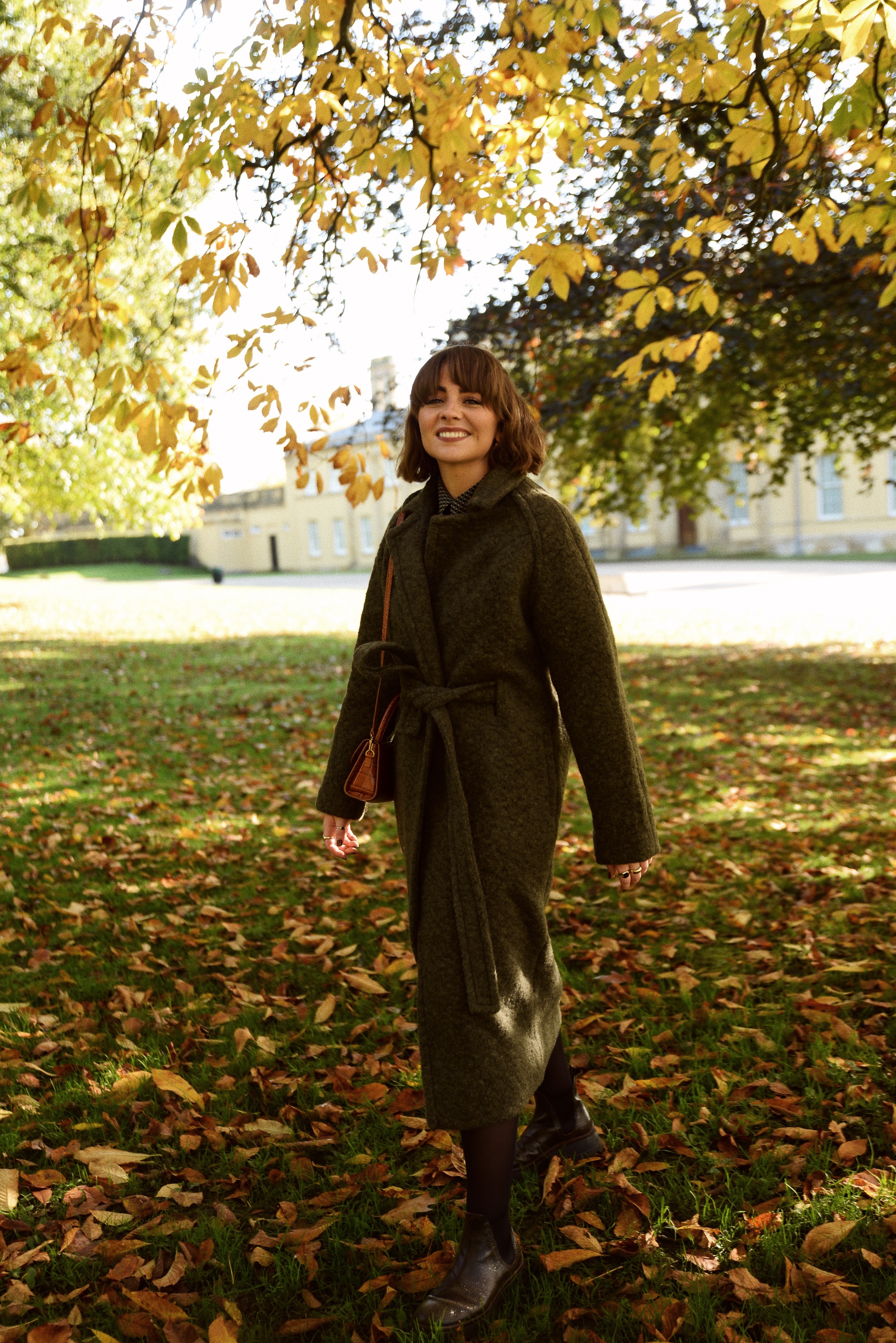 Shop ganni boucle coat Discount Ganni Boucle Wool Coat in Green