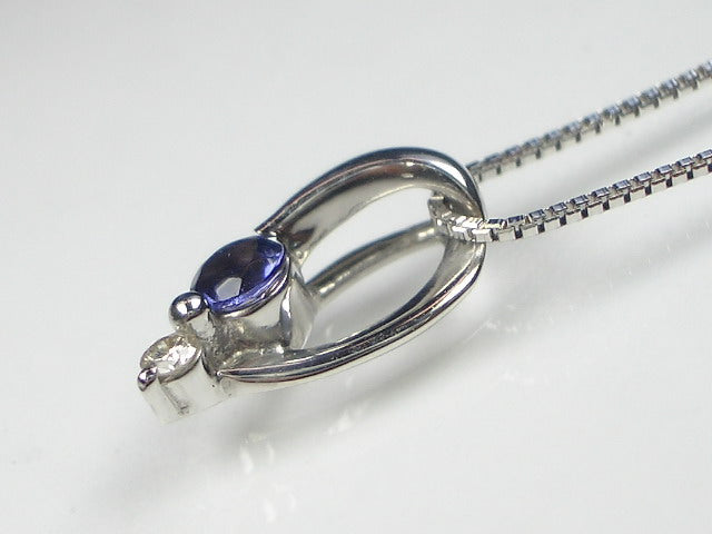 K18WGタンザナイト/ダイヤ ペンダント ネックレス 【誕生石12月