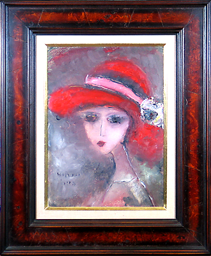 油彩 赤い帽子 絵画 織田廣喜 少女 織田ひろき 美術 おだひろき 少女 油彩