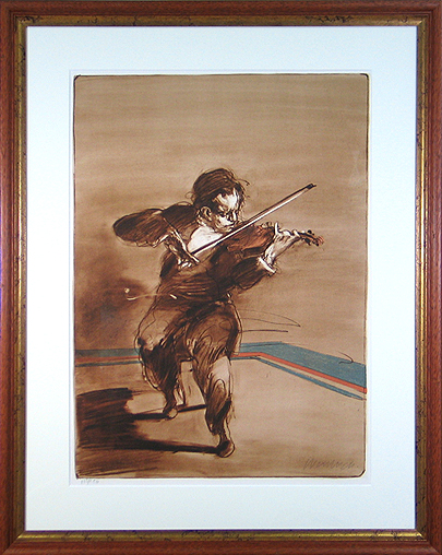 クロードワイズバッシュ リトグラフ サイン入り バイオリン 絵