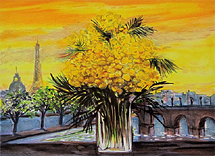 直筆サイン】【EA】ミッシェル・アンリ 花瓶の中の黄色い花 リトグラフ