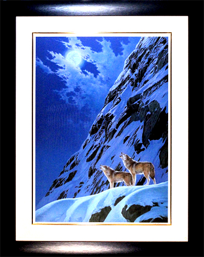 ☆狼 青い森 絵、版画 真作 ジョウナイトウ直筆 オオカミ 版画 動物