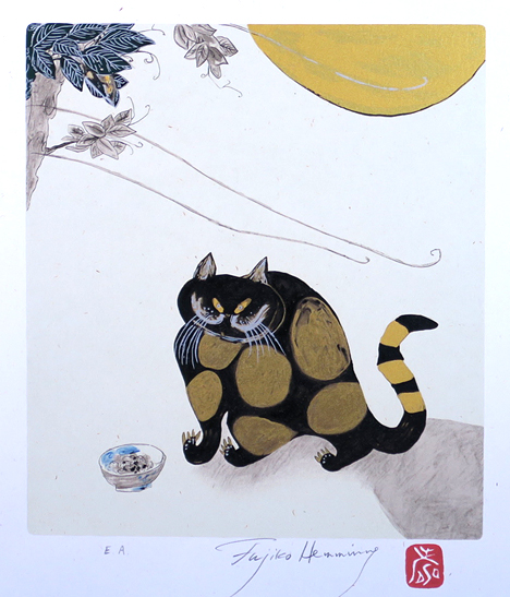 フジ子・ヘミング 「猫十態 スージィー」直筆サイン・15/200部 木版☆F22