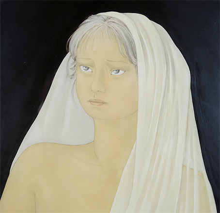 栗原喜依子、『冬の月』、希少画集画、裸婦、高級新品額・額装付 栗原