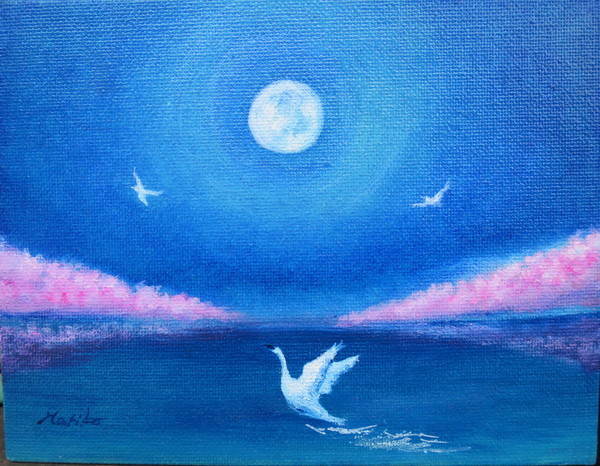 油絵 けい 羽ばたく練習を見る鳥 油絵 けい 羽ばたく練習を見る鳥 油絵