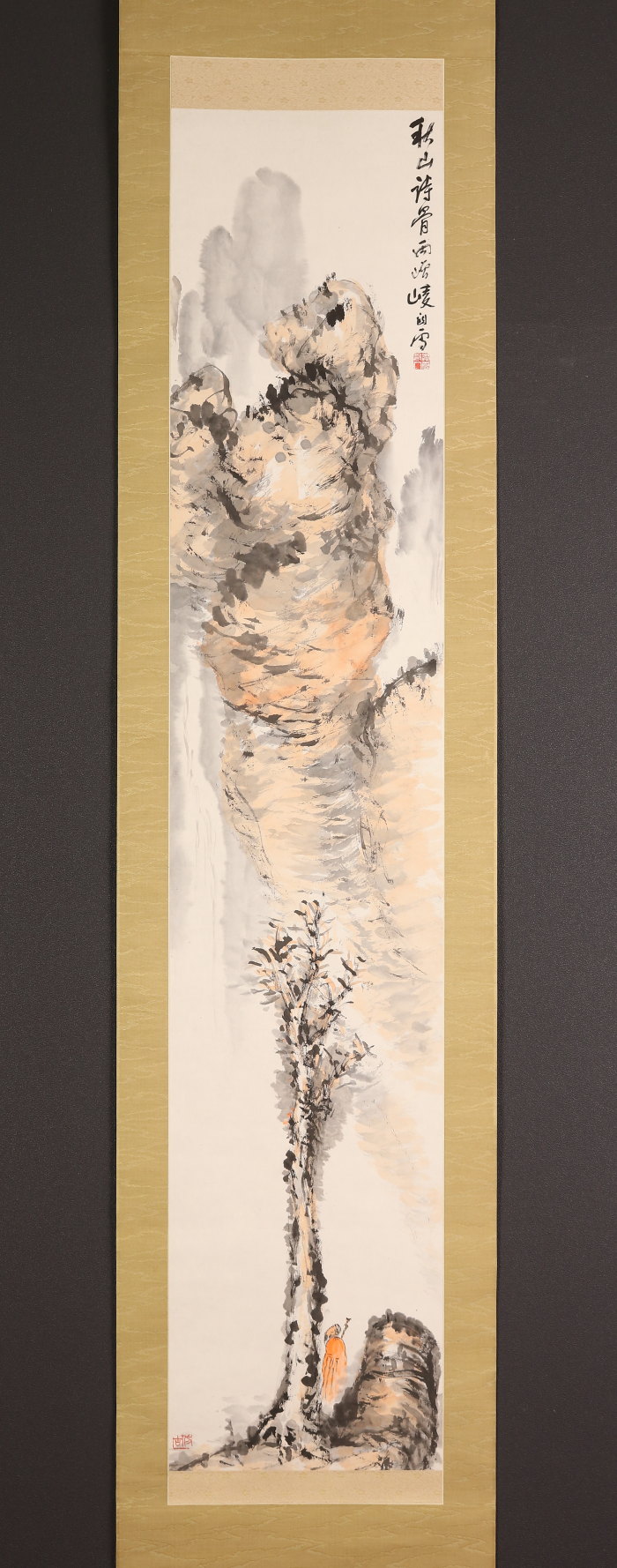 橋本関雪 掛け軸 「梅と宿禽」 叭々鳥 橋本関雪 掛け軸 「梅と宿禽