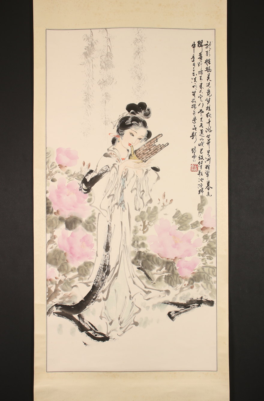 掛軸 嶋田正之『秋景山水図』日本画 紙本 肉筆 無地箱付 掛け軸 a07301