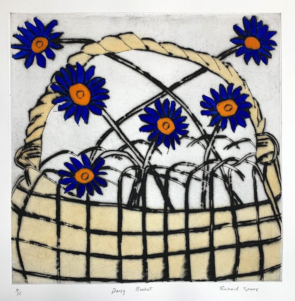リチャード・スペア 絵画(版画額装品/ドライポイント＋手彩) デイジー