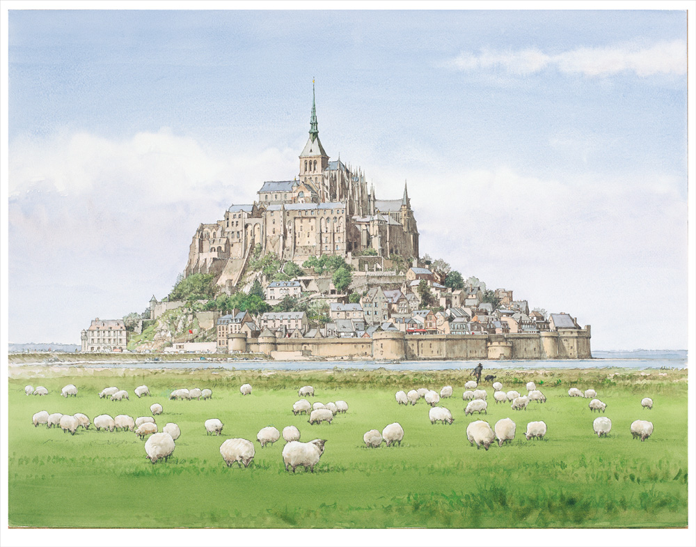 奥津国道 絵画 (版画/ジクレー) モン・サン・ミシェル 7375|アート