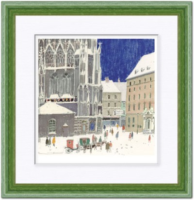 風景 水彩画 サイン入り安野光雅リトグラフ