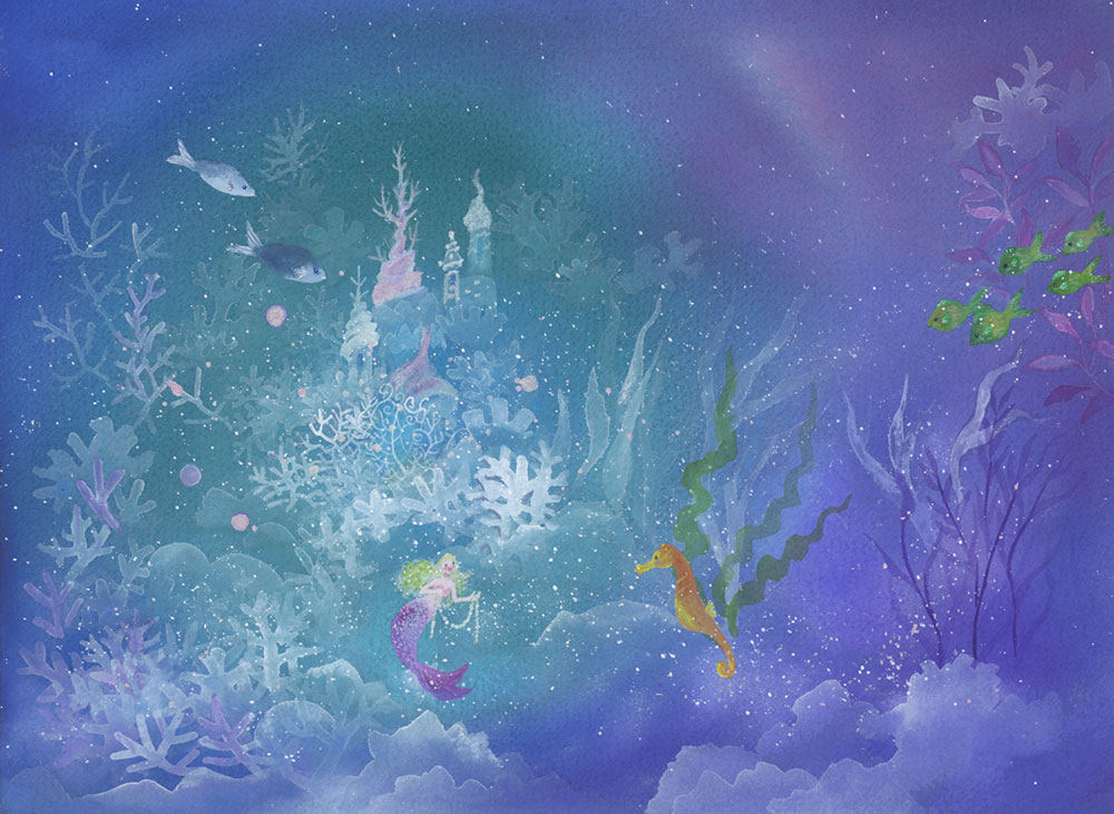 横山真弥 夢の中のお散歩 アクリル原画 横山真弥 夢の中の