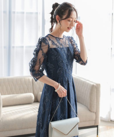 花柄刺繍ミディ丈ドレス321156｜アートマリー株式会社｜岐阜市の企画