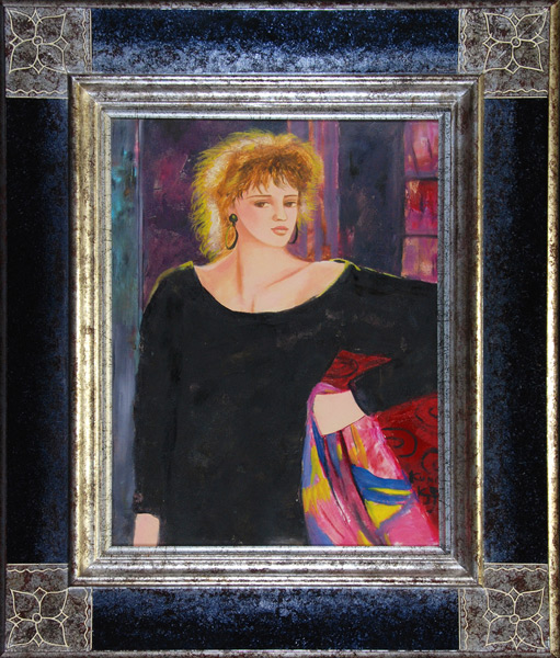 油彩】二科展理事 松任谷國子先生 原画「リスボンの丘」独特なタッチで