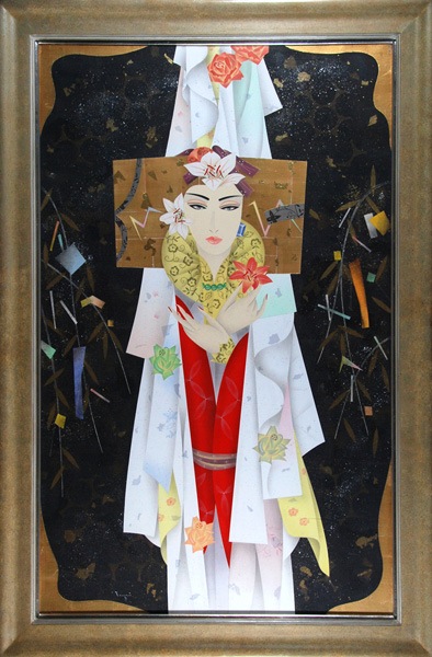 谷川泰宏 絵画 夜紅 原画 ミックスメディア 谷川泰宏 絵画 夜紅 原画