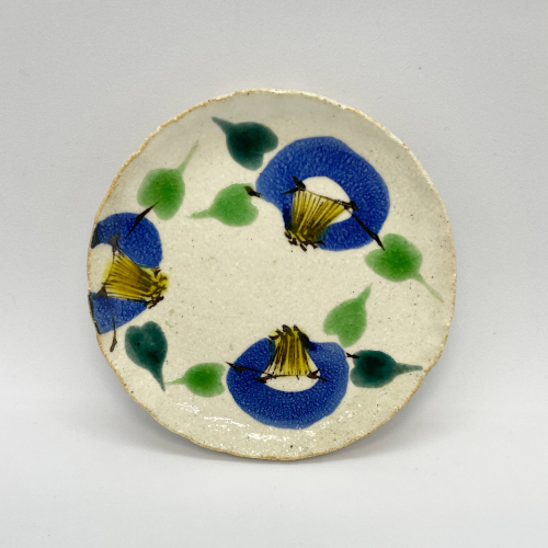 虚空蔵窯】九谷焼豆皿 福々椿 青