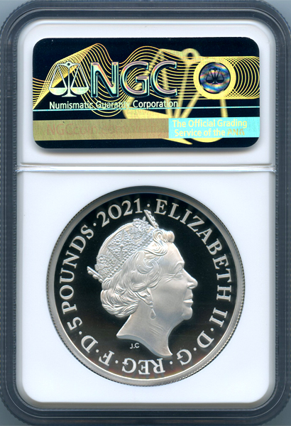 2021 PCGS イギリス PR69DCAM ファーストストライク 銀貨 £5