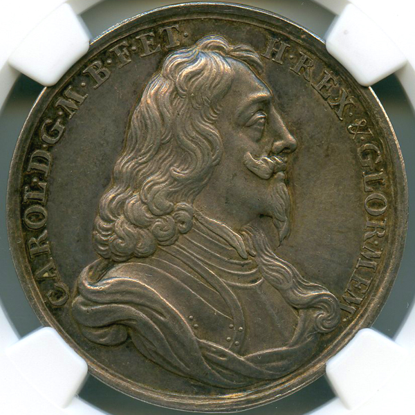 イギリス チャールズ1世追悼記念 1649年 銀メダル NGC AU58 | ARK