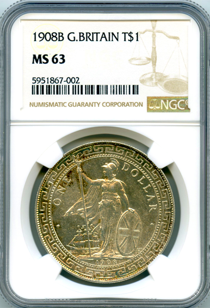 イギリス 貿易銀 トレードダラー 1908B NGC MS63 | ARK NUMISMATICS