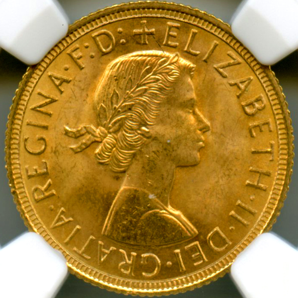 イギリス エリザベス2世 1958年 ソブリン 金貨 NGC MS65 | ARK NUMISMATICS