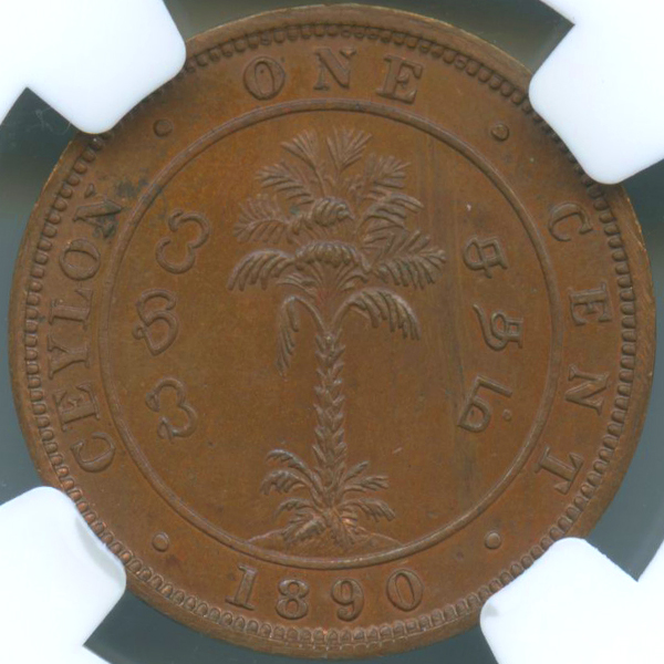 セイロン ヴィクトリア 1890年 1セント 銅貨 NGC PF63BN | ARK NUMISMATICS