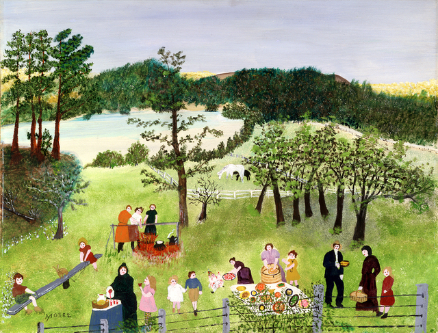 グランマ・モーゼス、冬の牧場、希少画集画、新品額装付 グランマ