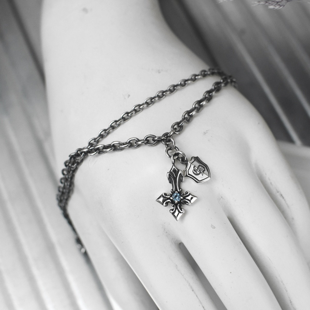 チェーン アンクレット 逆十字 チャーム シルバー925 【cooldust