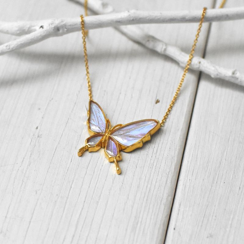 スルコウスキーモルフォ 蝶の翅 両吊り シルバー925 ペンダント