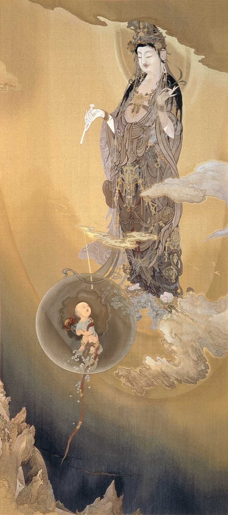 複製】大塚工藝社 狩野芳崖 悲母観音 限定300部 絹本 掛軸 【MA704