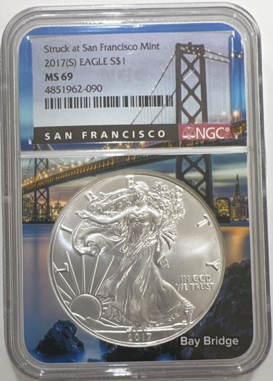 2017 (S) Struck at San Francisco American Eagle .999 Fine $1