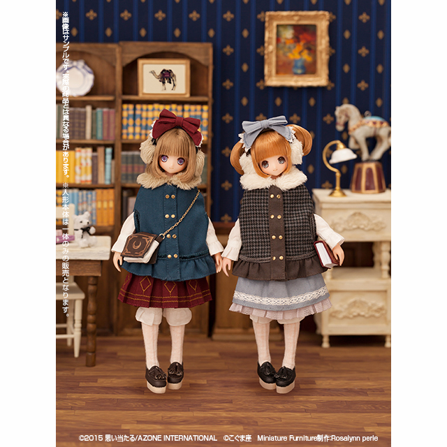 ちびくま工房 勿忘草ちゃんとちびうさビスク付 シルクワンピ Nanci