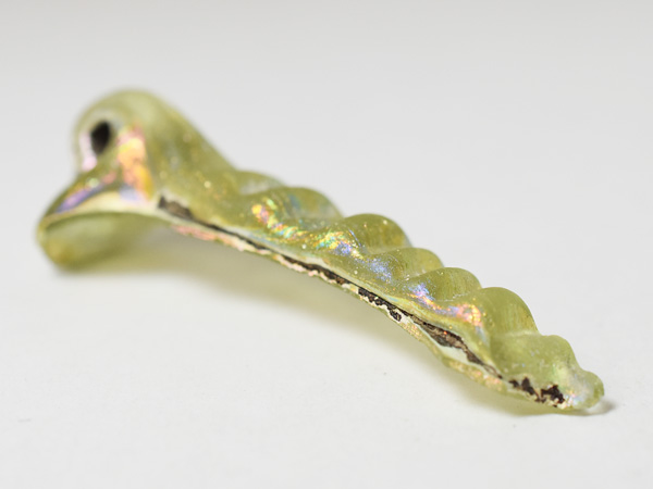 とんぼ玉 帯状モザイク三角玉 銀化 ローマ とんぼ玉 帯状モザイク三角