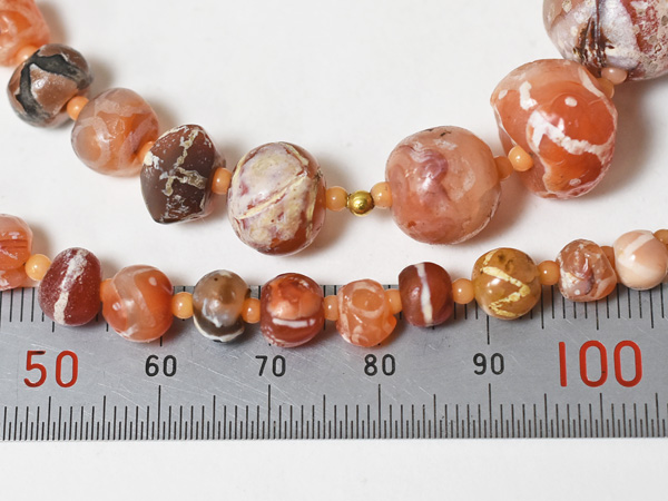 2210】古代インダスエッチドカーネリアン幾何学紋様Mixビーズ