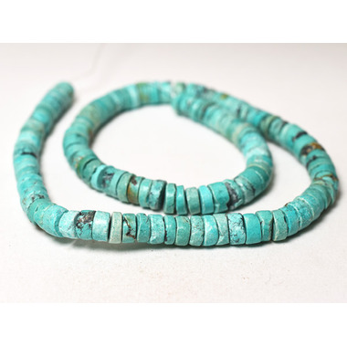 2508】ターコイズ淡い緑色の輪切ディスク型ビーズ一連F(Φ7.5mm),とんぼ