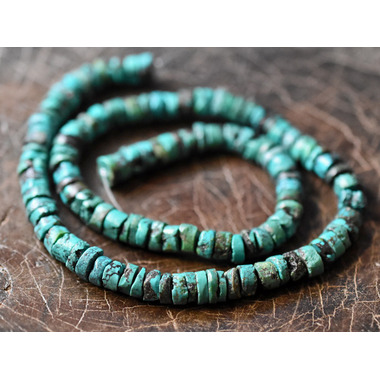 2311】ターコイズ輪切ディスク型ビーズ一連C(Φ7.0mm),とんぼ玉