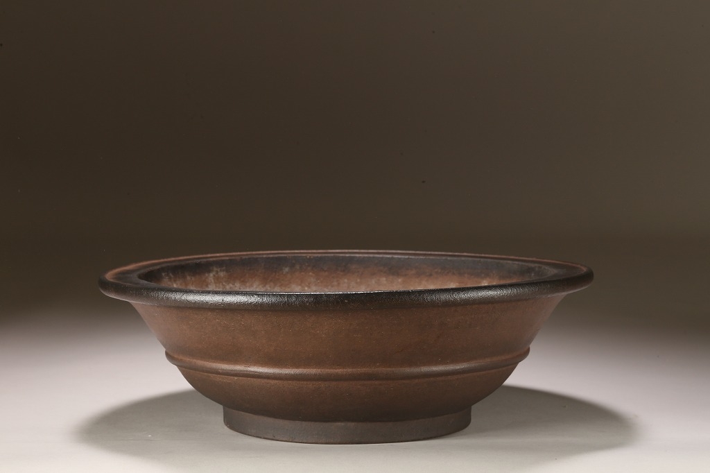 紫泥外縁胴紐丸鉢 紫泥胴紐楕円鉢〔阿曼陀