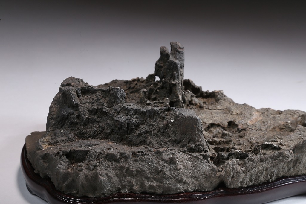 信濃美術石博物館】水石 盆栽 骨董 千仏石 上部ウブ 横26.5×高