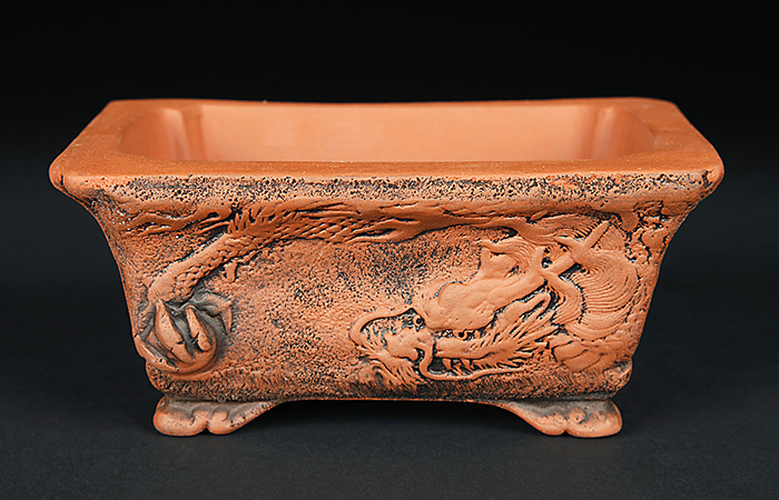 角山窯幸峰浮彫龍文長方鉢 | 盆栽、盆栽書籍、盆栽鉢の通販│近代出版