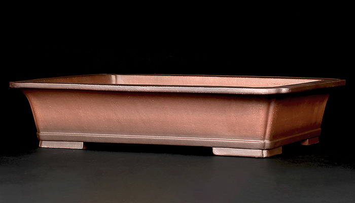 013.【寿悦】烏泥内縁/長方鉢/ミニ盆栽鉢/木箱付き 013.【