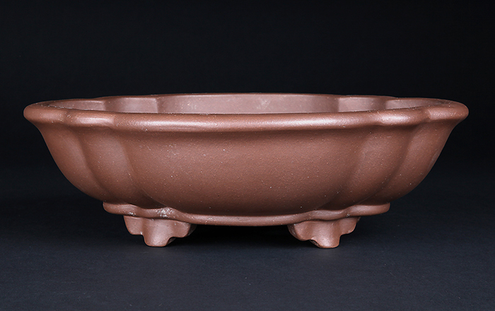 紫泥外縁胴紐丸鉢 紫泥胴紐楕円鉢〔阿曼陀