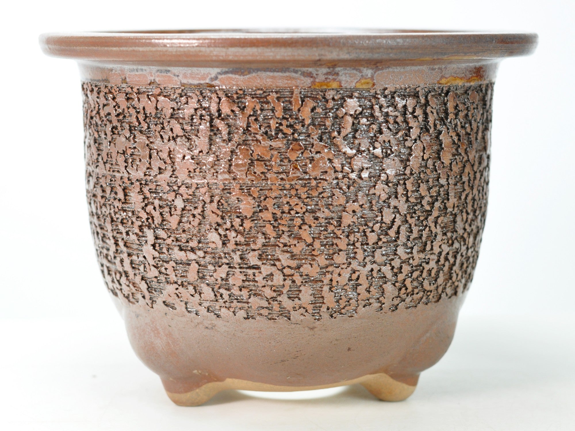 信楽焼 イラボ松皮観音竹鉢 7号 幅22.5cm×高さ16.5cmの販売｜盆栽妙