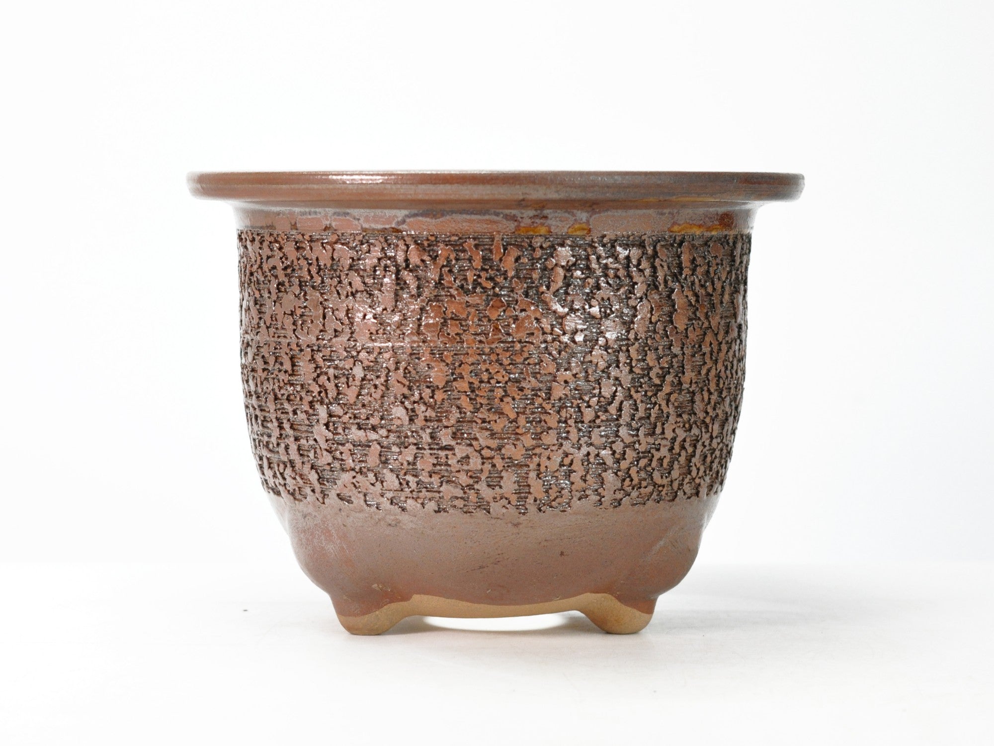 信楽焼 イラボ松皮観音竹鉢 7号 幅22.5cm×高さ16.5cmの販売｜盆栽妙