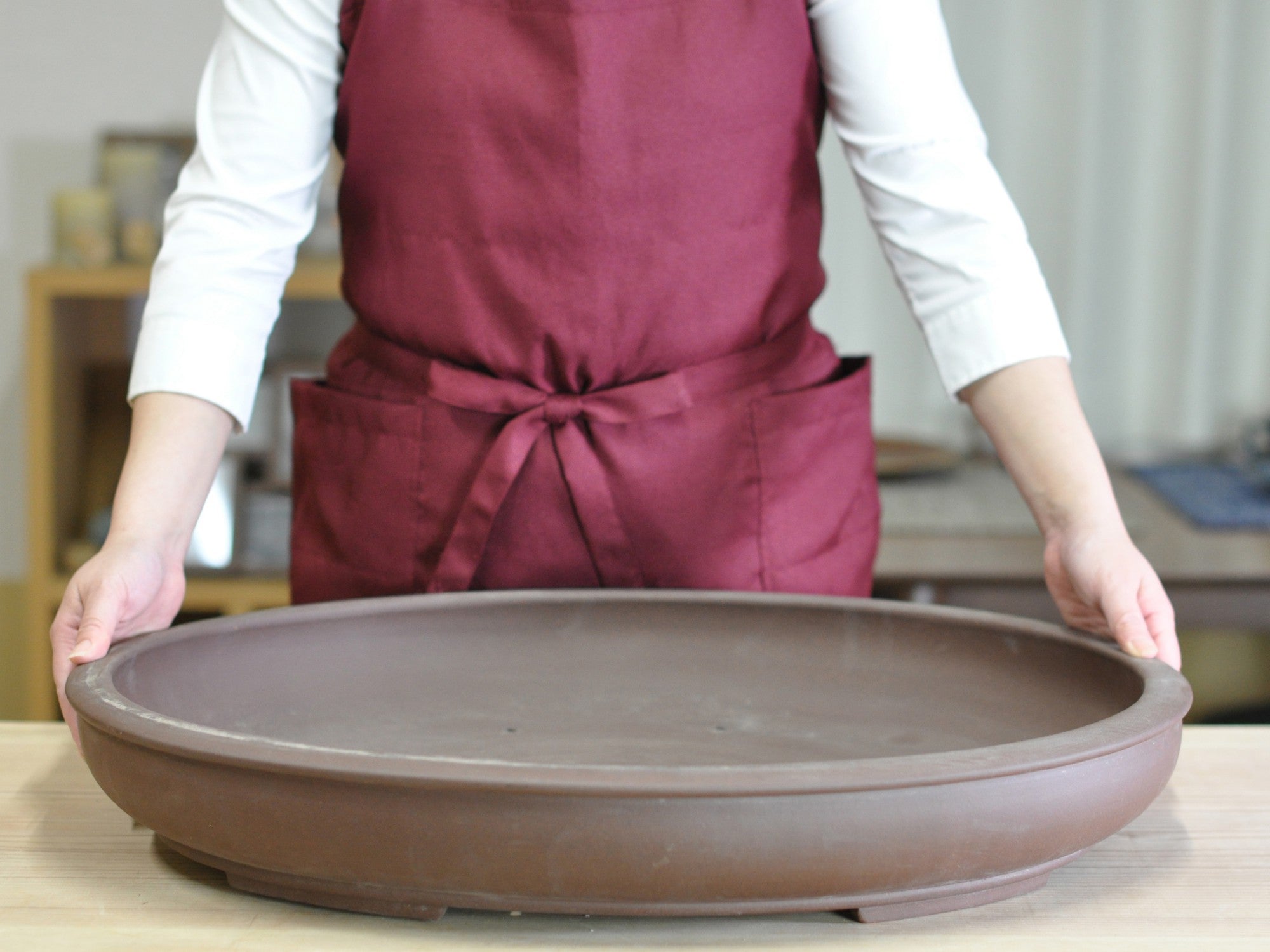 ウ泥小判浅鉢21号 幅65cm×奥行き53.5cm×高さ9.5cmの販売｜盆栽妙