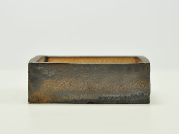 金彩 長方形【4号】【山野草鉢】鉢幅約12cm×奥行約10cm×高さ約4cmを