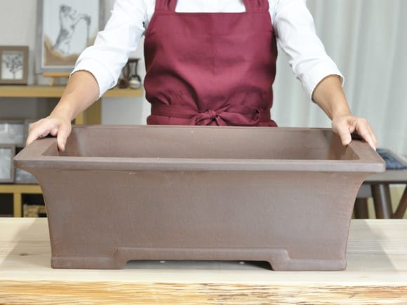 013.【寿悦】烏泥内縁/長方鉢/ミニ盆栽鉢/木箱付き 013.【