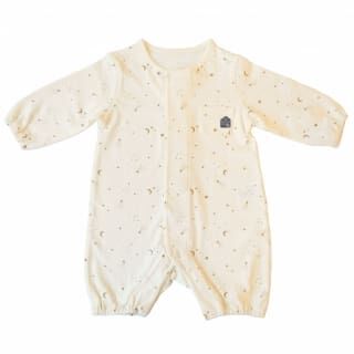 長袖前開きワンタッチロンパース 星(シロ×60-70cm) ベビーザらス限定